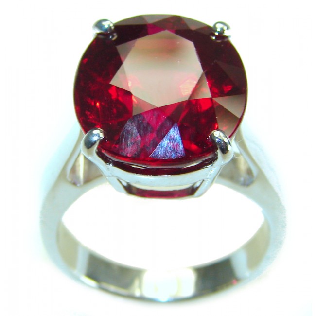 Brilliance 12.5 carat Red Topaz .925 Silver handcrafted Cocktail Ring s. 8