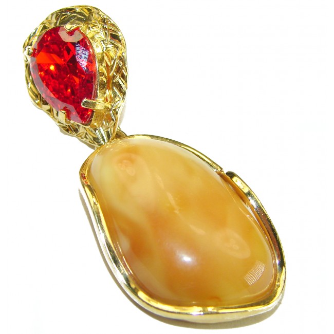 Vintage Beauty authentic Baltic Amber 14k Gold over .925 Sterling Silver handcrafted pendant