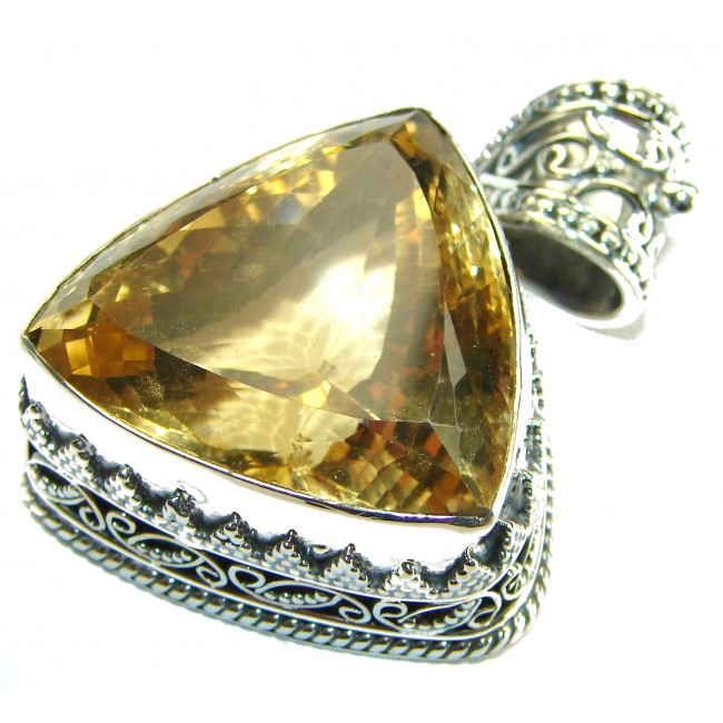 Best quality 30.5 grams Trillion cut Genuine Lemon Topaz .925 Sterling Silver handcrafted pendant