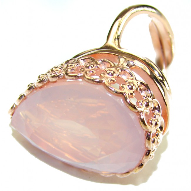 Oversized Authentic Brazilian Rose Quartz 14k Gold over .925 Sterling Silver incredible Ring size 8 1/2 adjustable