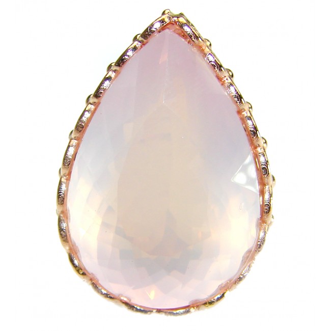 Oversized Authentic Brazilian Rose Quartz 14k Gold over .925 Sterling Silver incredible Ring size 8 1/2 adjustable