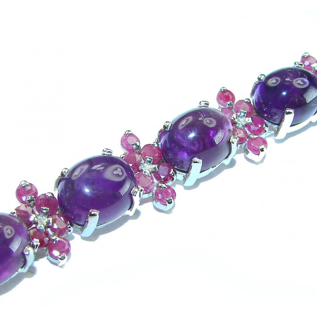 Purple Beauty authentic African Amethyst Ruby .925 Sterling Silver handcrafted Bracelet