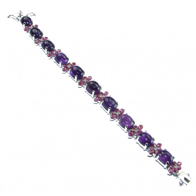 Purple Beauty authentic African Amethyst Ruby .925 Sterling Silver handcrafted Bracelet