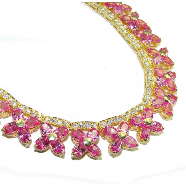 Belle'Amore 88.5 grams Pink Topaz 14K Gold over .925 Sterling Silver handcrafted necklace