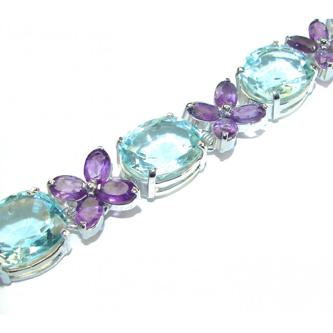 Glowing Beauty authentic Aquamarine .925 Sterling Silver handmade Bracelet