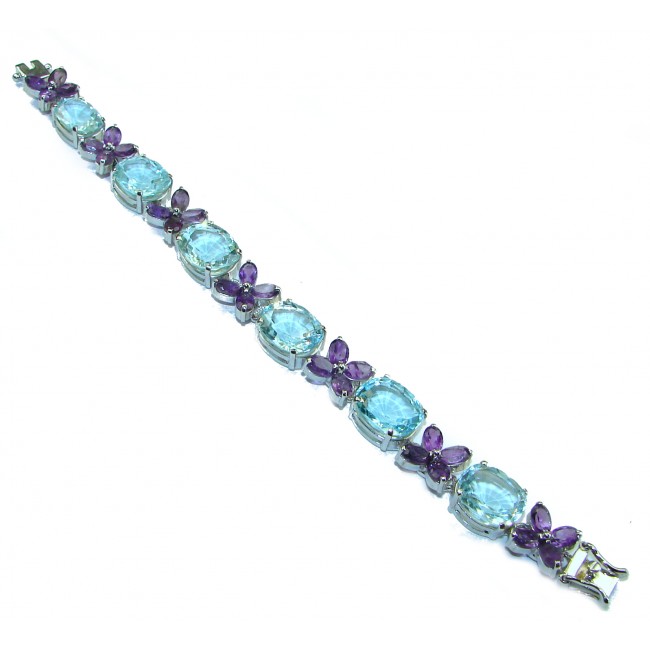 Glowing Beauty authentic Aquamarine .925 Sterling Silver handmade Bracelet