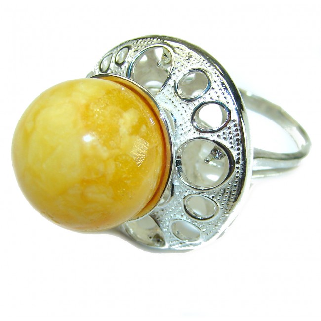 Huge utterscotch Amber .925 Sterling Silver handcrafted Ring s. 8