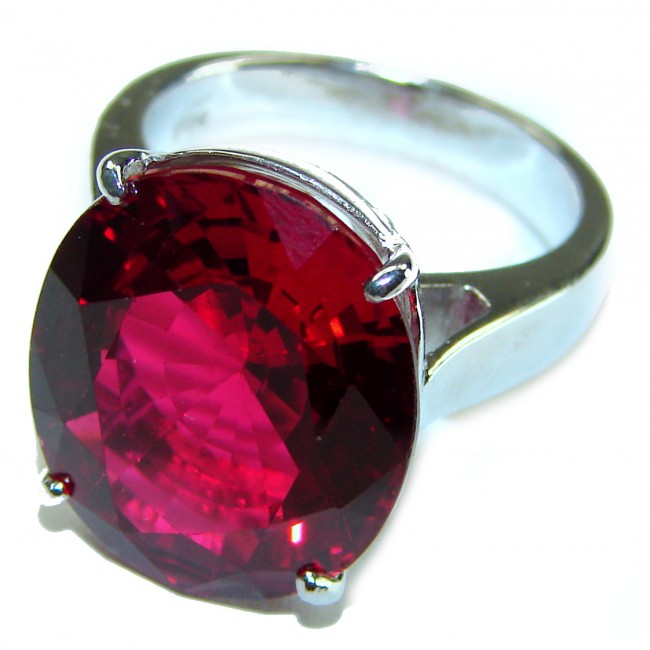 Brilliance 12.5 carat Red Topaz .925 Silver handcrafted Cocktail Ring s. 7 3/4