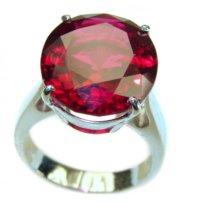 Brilliance 12.5 carat Red Topaz .925 Silver handcrafted Cocktail Ring s. 7 3/4