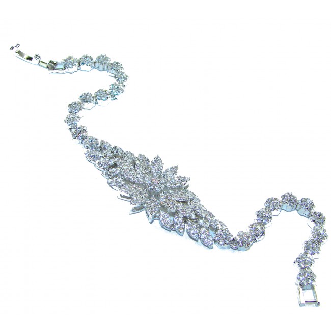 Luxurious Genuine White Topaz .925 Sterling Silver Bracelet