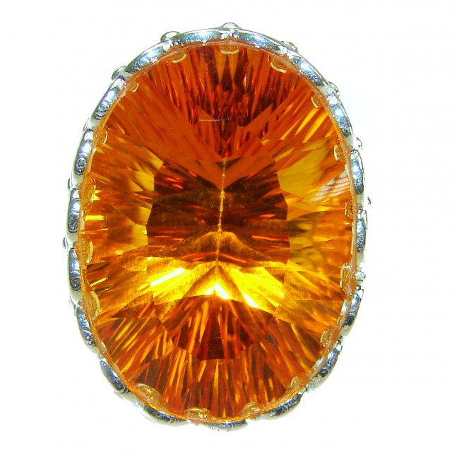 Hawaiian Sunset 32.5 carat Yellow Topaz .925 Sterling Silver Ring size 8 adjustable