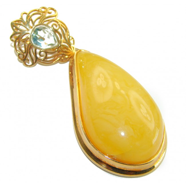 Vintage Beauty authentic Baltic Amber 14k Gold over .925 Sterling Silver handcrafted pendant