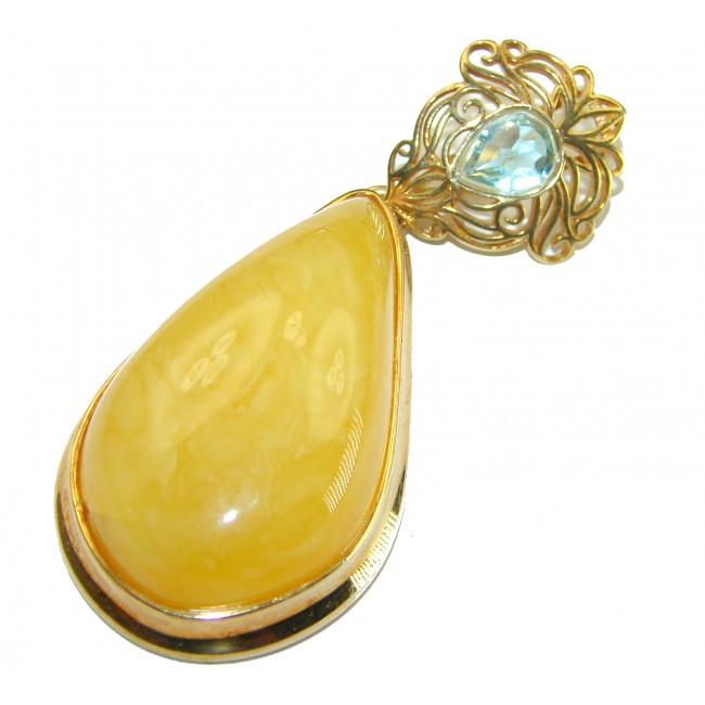 Vintage Beauty authentic Baltic Amber 14k Gold over .925 Sterling Silver handcrafted pendant