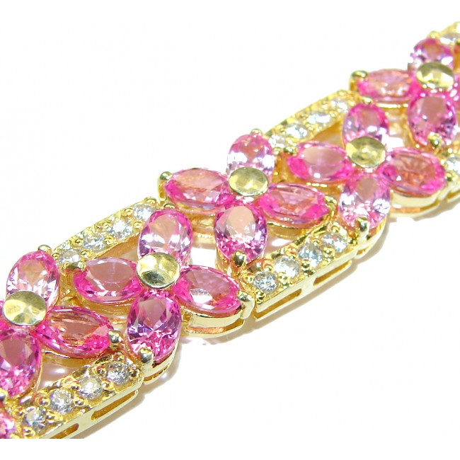 Belle'Amore Pink Topaz 14K Gold over .925 Sterling Silver handmade Bracelet