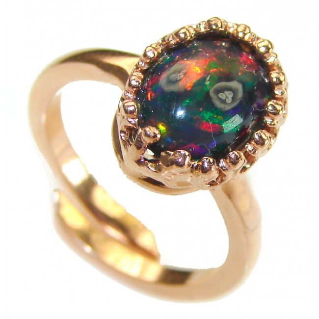 Other Galaxy Genuine 6.5 carat Black Opal 18K Gold over .925 Sterling Silver handmade Ring size 7 adjustable