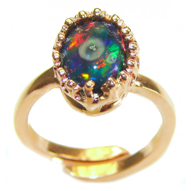 Other Galaxy Genuine 6.5 carat Black Opal 18K Gold over .925 Sterling Silver handmade Ring size 7 adjustable