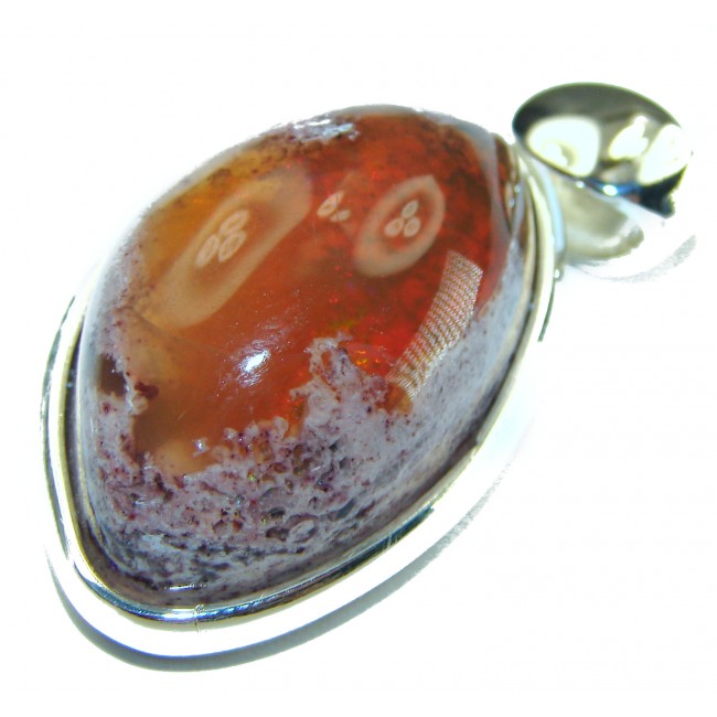 Bonfire Night Natural Mexican Fire Opal 14K Gold over .925 Sterling Silver handmade Pendant