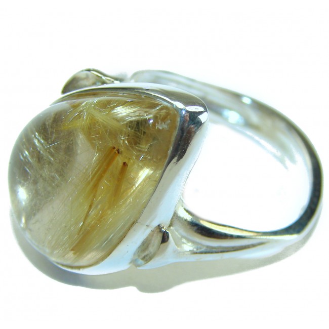 Best quality Golden Rutilated Quartz .925 Sterling Silver handcrafted Ring Size 10