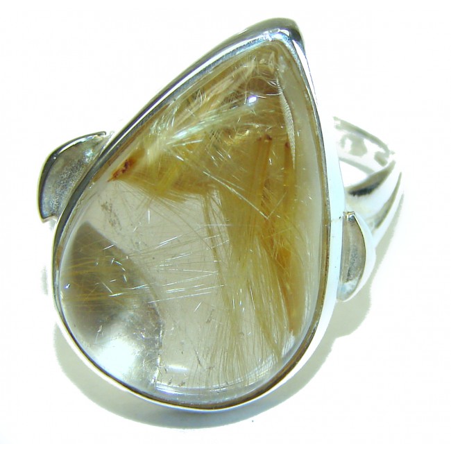 Best quality Golden Rutilated Quartz .925 Sterling Silver handcrafted Ring Size 10