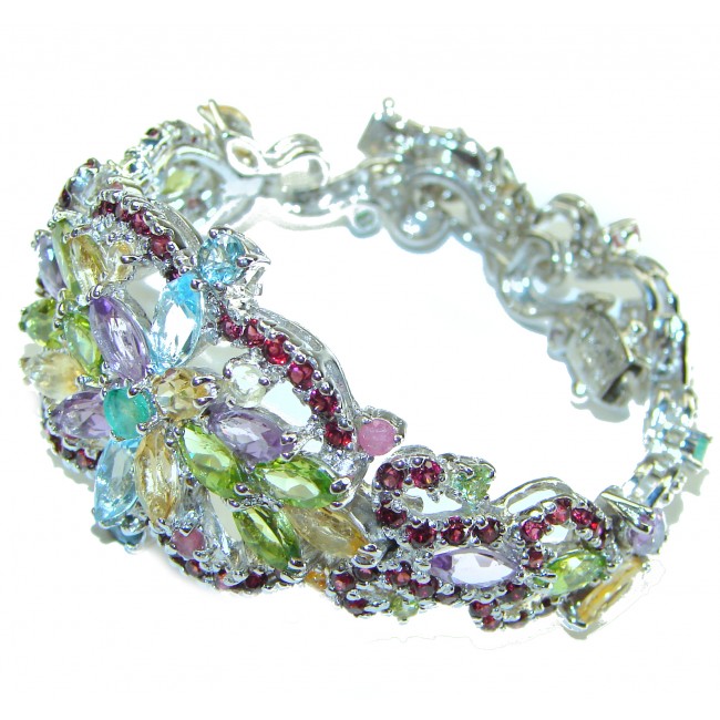 Marilyn Natural Multi- colored Gems .925 Sterling Silver handcrafted Bracelet