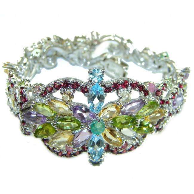 Marilyn Natural Multi- colored Gems .925 Sterling Silver handcrafted Bracelet