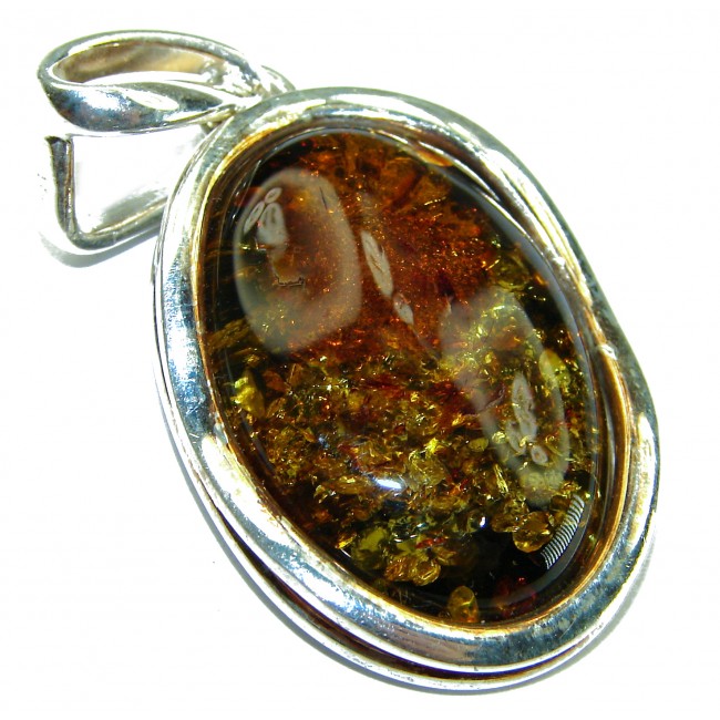 Vintage Beauty authentic Baltic Amber .925 Sterling Silver handcrafted pendant