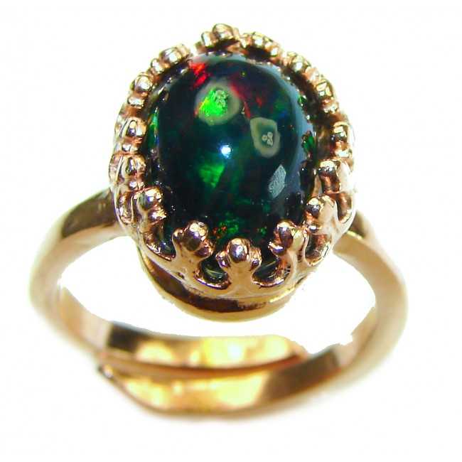 Other Galaxy Genuine 8.5 carat Black Opal 18K Gold over .925 Sterling Silver handmade Ring size 6 adjustable