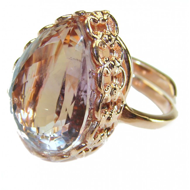 Real Diva 25.5 carat Ametrine 14K real 14K Gold over .925 Silver handcrafted Cocktail Ring s. 7 adjustable