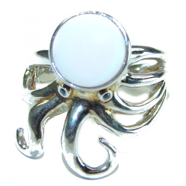 Octopus Genuine Opal 925 Sterling Silver handmade Ring size 6