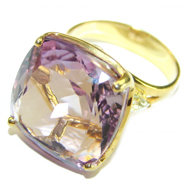 26.5 carat authentic Ametrine 14K Gold over .925 Sterling Silver handcrafted Ring s. 7 3/4