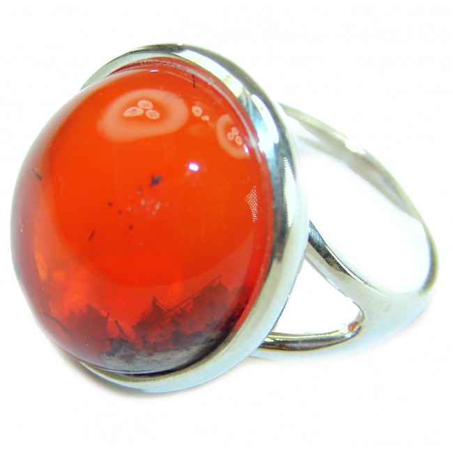 Arizona Sunset Natural Mexican Fire Opal .925 Sterling Silver handmade ring size 7 1/4