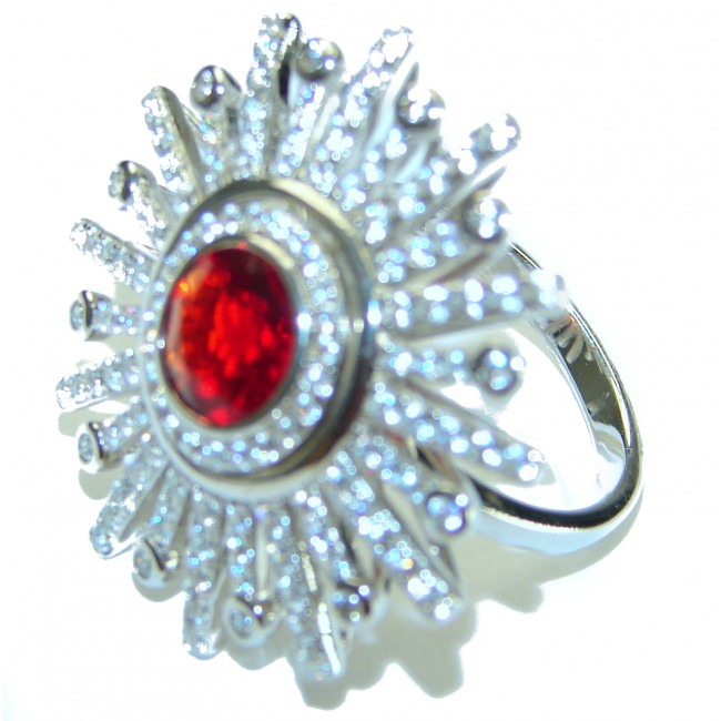 Red Beauty authentic Garnet .925 Sterling Silver Large handcrafted Ring size 8