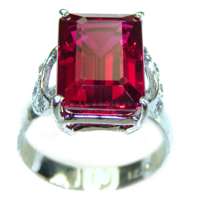 Carmen Lucia 8.5 carat Red Topaz .925 Silver handcrafted Cocktail Ring s. 5 3/4