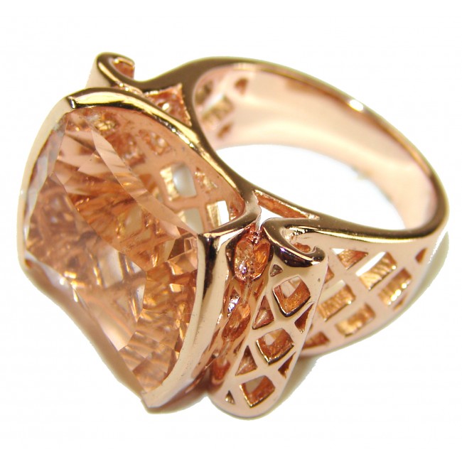 Exceptional Morganite 18K Rose Gold over .925 Sterling Silver handcrafted ring s. 7