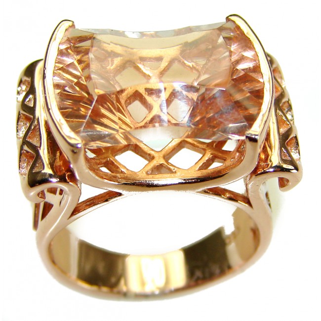 Exceptional Morganite 18K Rose Gold over .925 Sterling Silver handcrafted ring s. 7