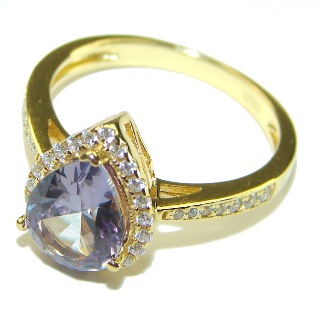 4.5 carat Alexandrite 14K Gold over .925 Sterling Silver handmade ring s. 6 1/4