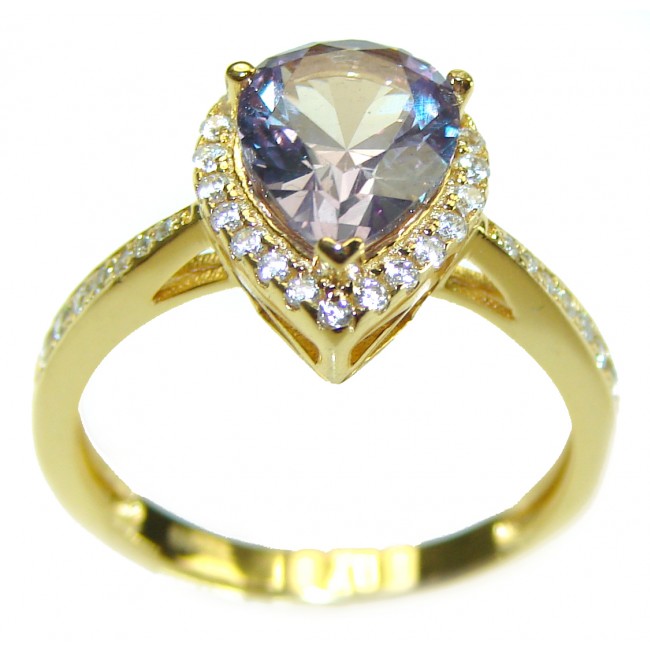 4.5 carat Alexandrite 14K Gold over .925 Sterling Silver handmade ring s. 6 1/4