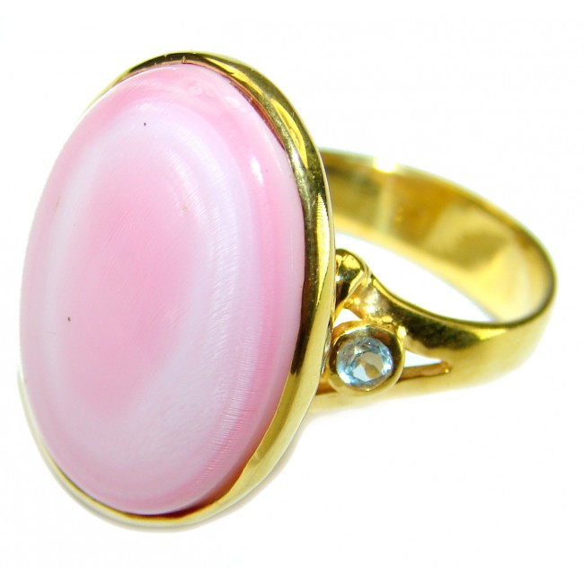 Pink Opal 18K Rose Gold over .925 Sterling Silver handcrafted Ring size 7 3/4