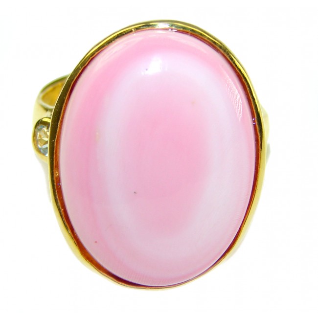 Pink Opal 18K Rose Gold over .925 Sterling Silver handcrafted Ring size 7 3/4