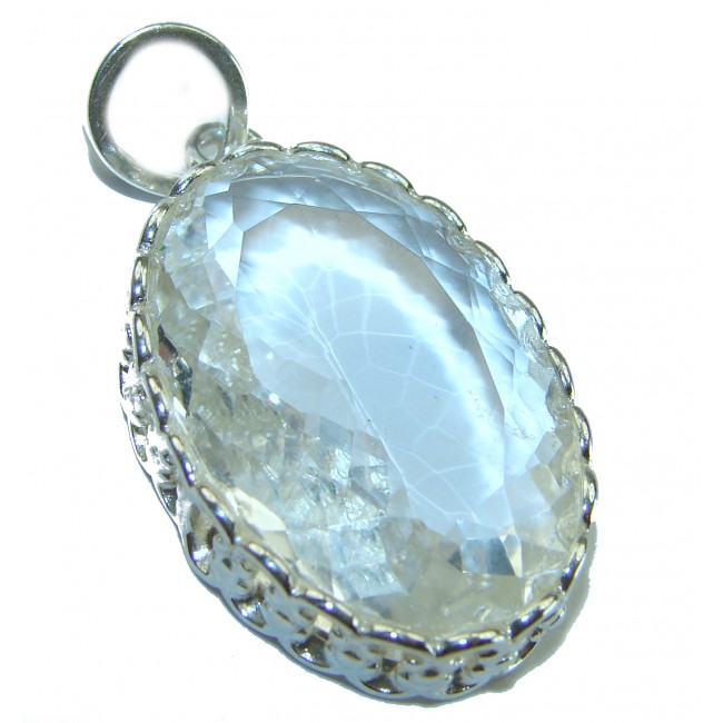 Vintage style Beauty genuine White Topaz .925 Sterling Silver handmade Pendant