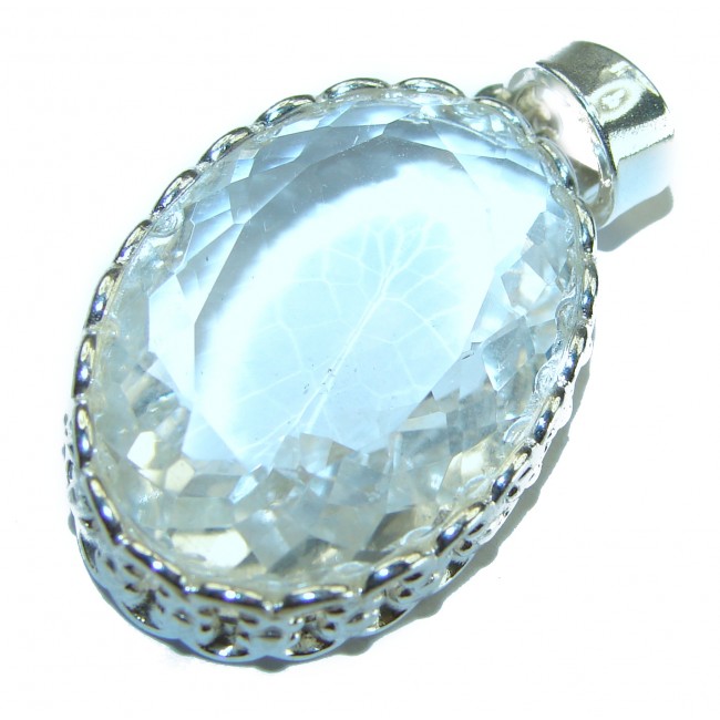 Vintage style Beauty genuine White Topaz .925 Sterling Silver handmade Pendant