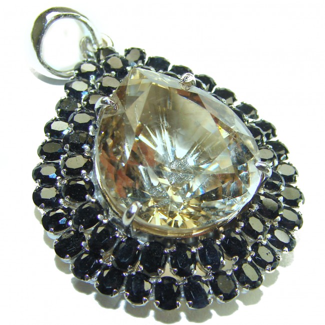 Luxury genuine Champagne Topaz Sapphire .925 Sterling Silver handmade Pendant