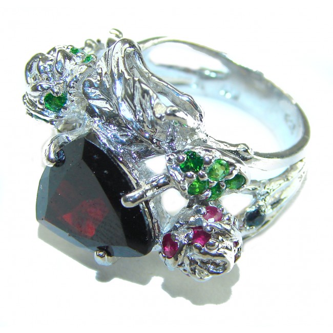 Authentic Garnet .925 Sterling Silver handcrafted Ring size 9