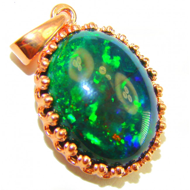 Pure Perfection 12.6CTW Authentic Black Opal 14K Gold over .925 Sterling Silver handmade Pendant