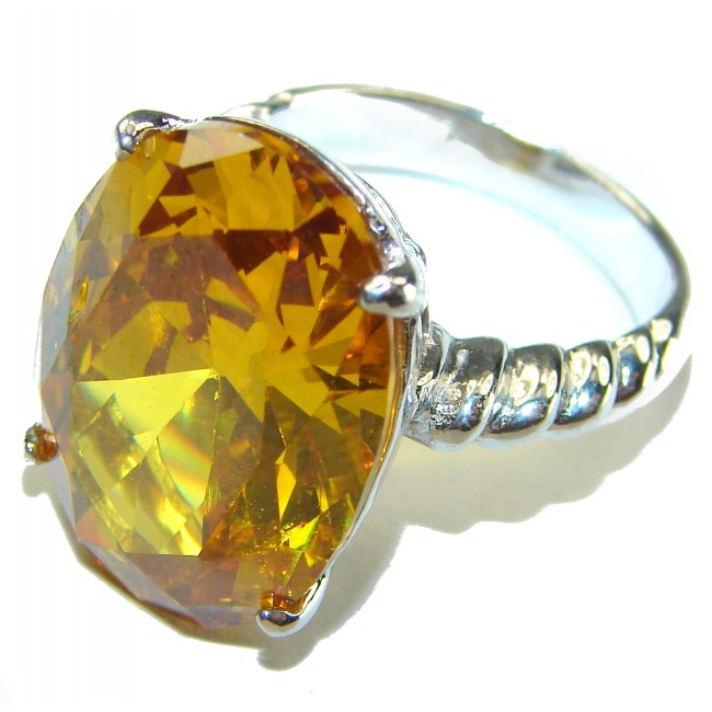 Vivit Yellow Topaz .925 Sterling Silver handcrafted Large ring; s. 8