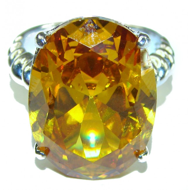 Vivit Yellow Topaz .925 Sterling Silver handcrafted Large ring; s. 8