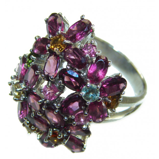 Blooming Garden Authentic Garnet .925 Sterling Silver handcrafted Ring size 9