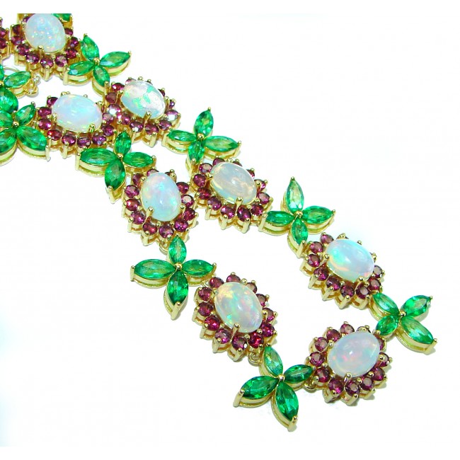 A Million Stars Real Masterpiece Natural Ethiopian Opal 18K Gold over .925 Sterling Silver Necklace