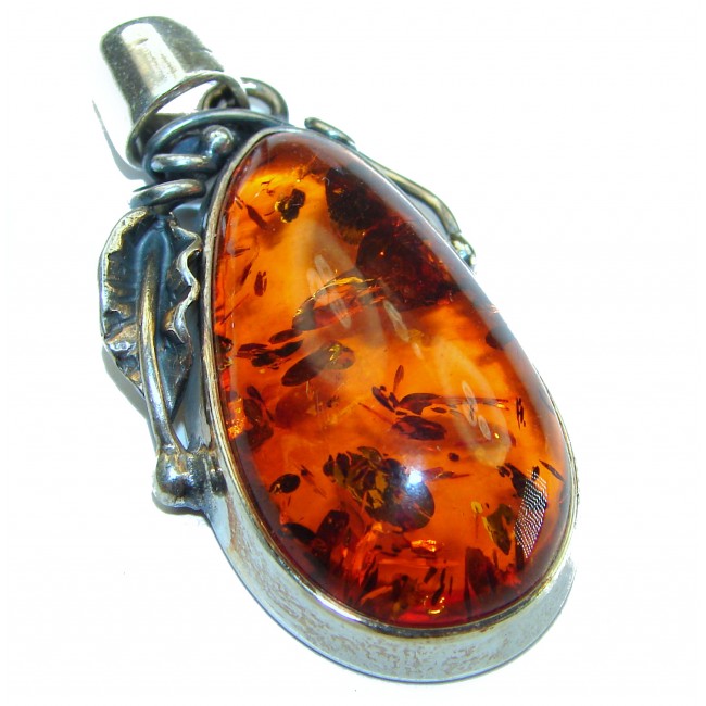 Authentic Baltic Amber .925 Sterling Silver handcrafted pendant