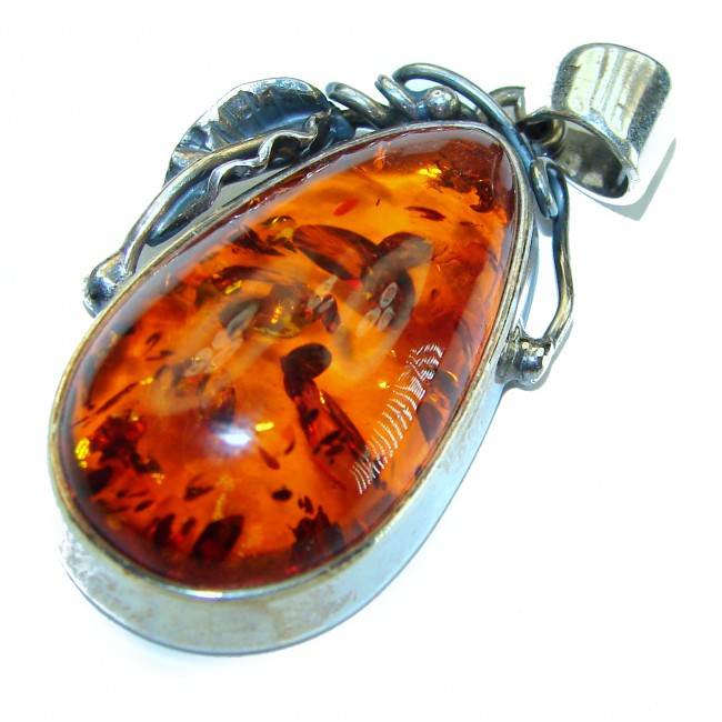 Authentic Baltic Amber .925 Sterling Silver handcrafted pendant